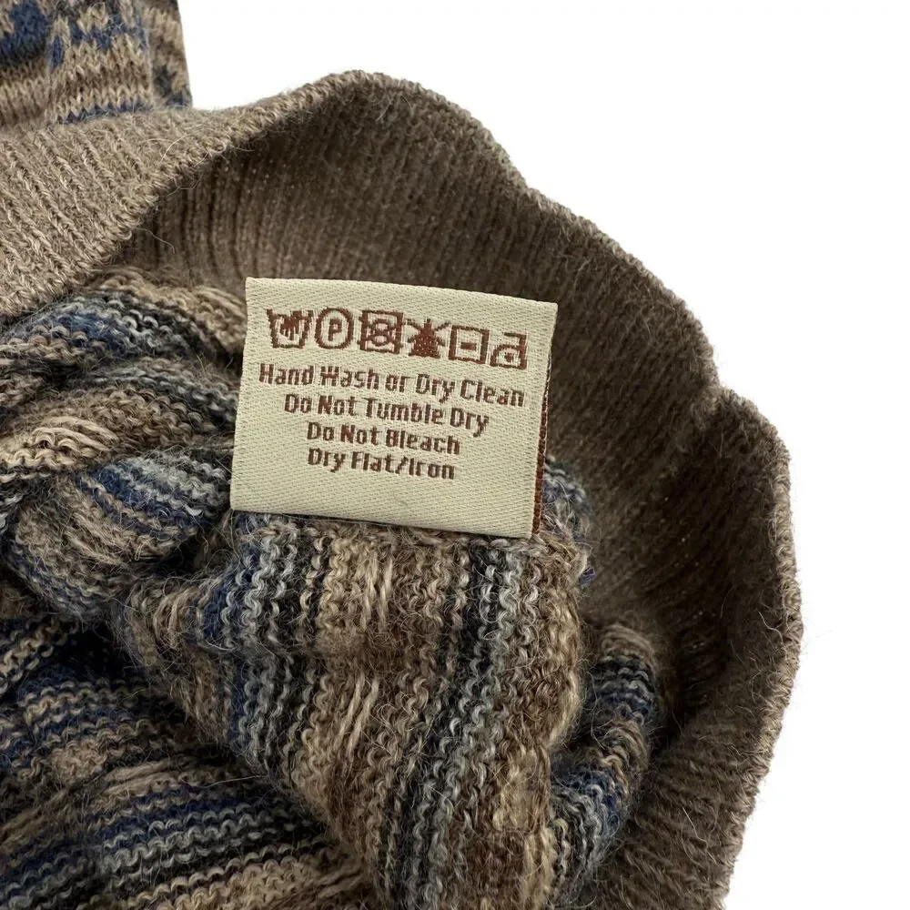 Pure Alpaca Augusto Baby Alpaca Peruvian Geometric Quarter Zip Sweater Beige SM